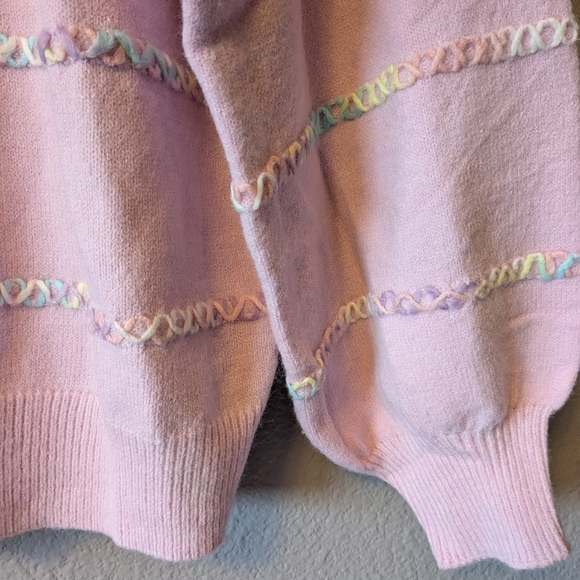 NEW Pastel Lavender/Pink Stitch Knit Sweater Oversize L/XL/XXL - Picture 10 of 13